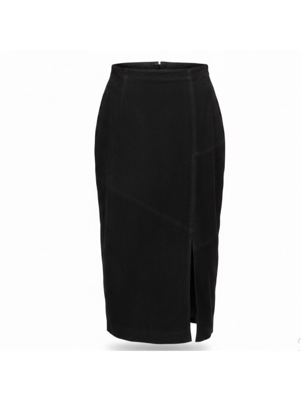 Brandon Thomas Womens Black Leather Midi Skirt With Slit Size 6